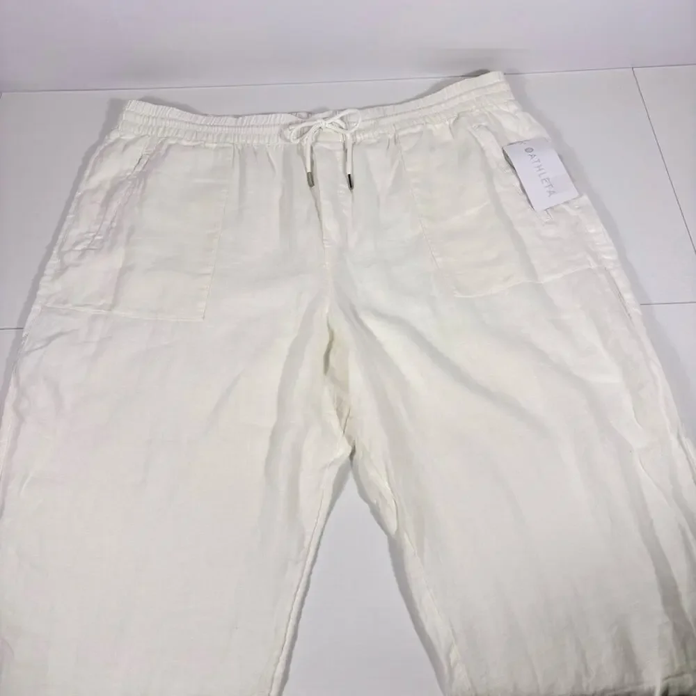 NWT Athleta White Linen Joggers Size 22 T6